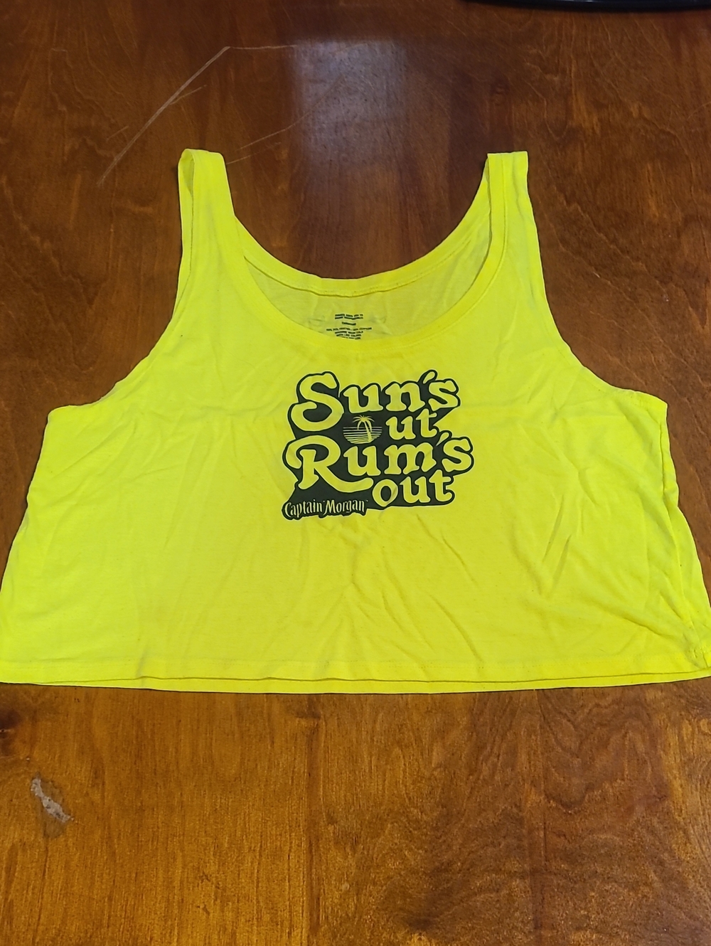 Neon Yellow Crop Tank Top - Sun's Out Rums Out